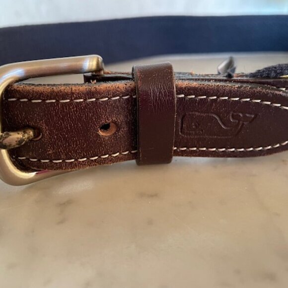 VINEYARD VINES Red Truck Christmas Tree Leather Fabric Canvas Belt 28 - Picture 10 of 16